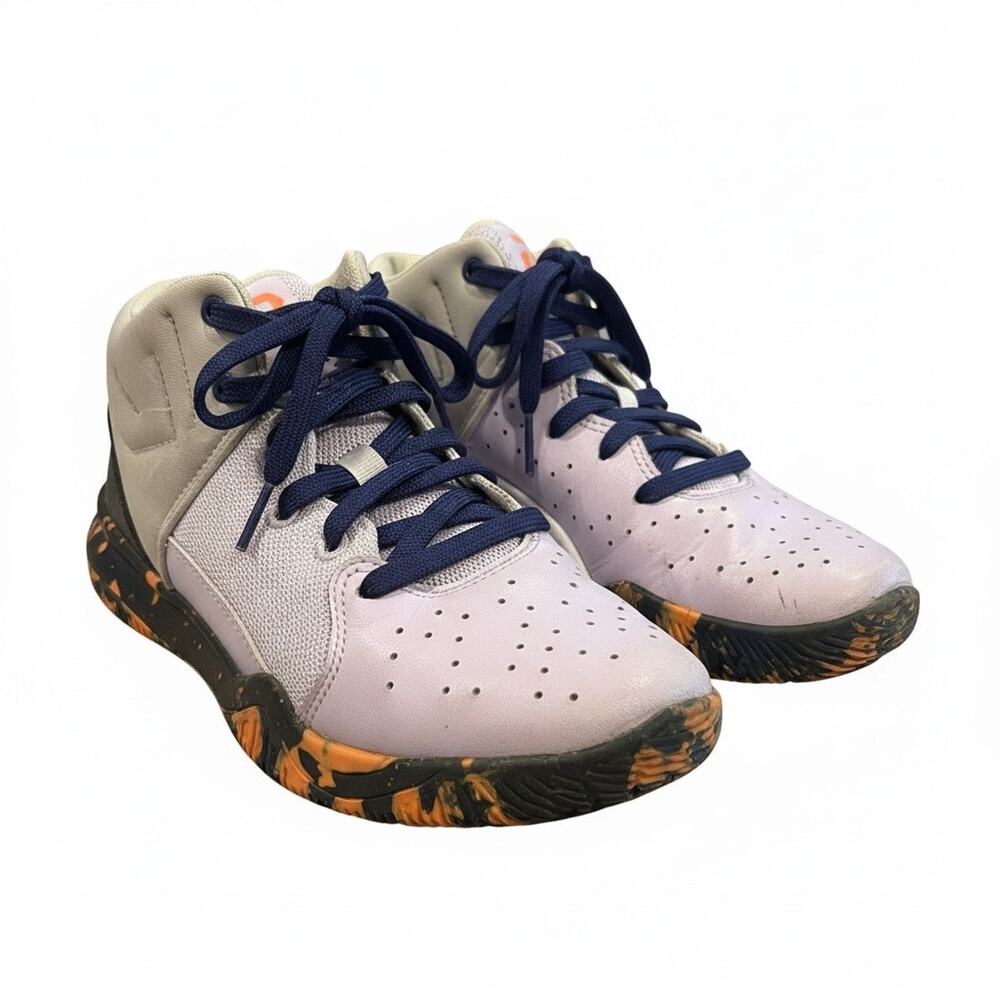 Under Armour Kids Size 2Y Basketball Shoes Purple Gray Orange Athletic Sneakers